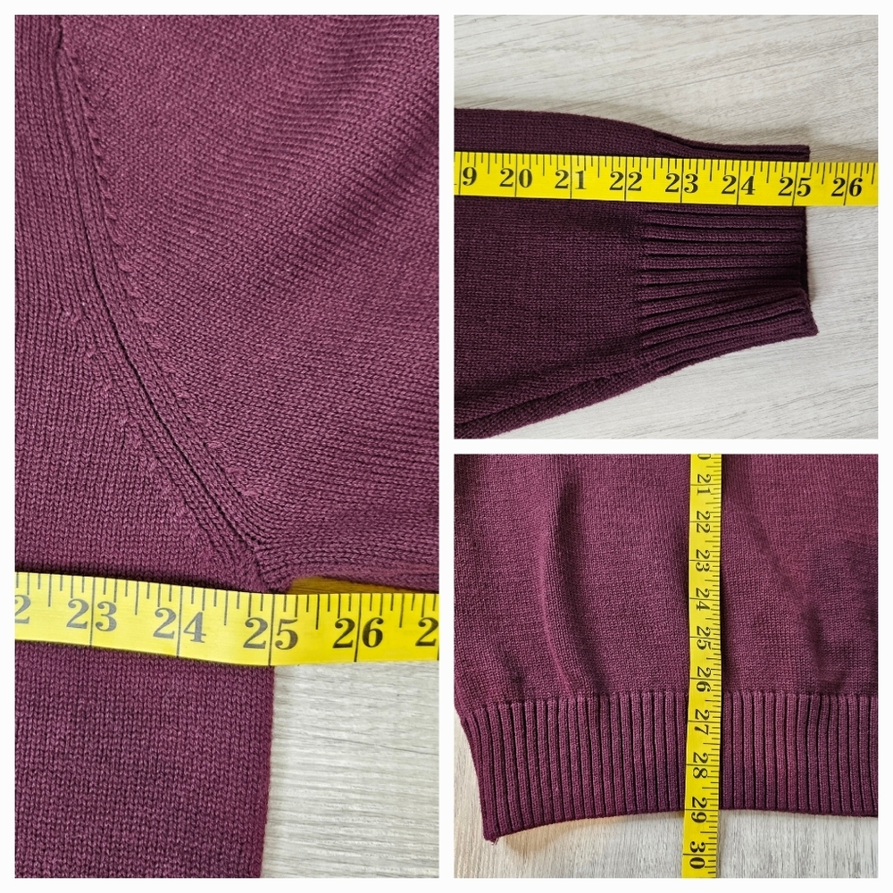 Men’s XXL Burgundy Half Zip Sweater 100% Cotton Casual Classic Pullover - Picture 8 of 8